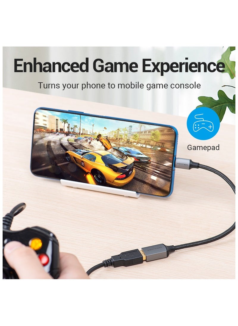 VENTION - Vention USB 3.0 C Male to A Female OTG Cable 0.15M Gray Aluminum Alloy Type - Image 1