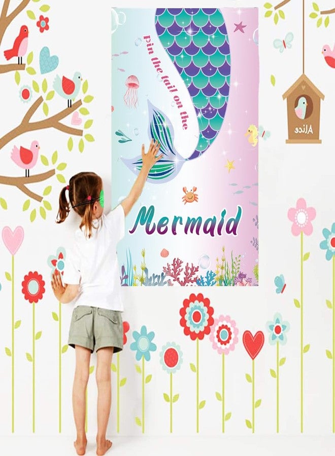 تي-أنتريكس لعبة "ثبّت الذيل على حورية البحر" من تي-أنتريكس - لعبة حفلات حورية البحر للبنات مع ملصق مقاس 21 × 28 بوصة، وملصقات ذيول قابلة لإعادة الاستخدام، ولوازم حفلات للأطفال والفتيات، ومجموعات هدايا حفلات أعياد الميلاد. - Image 5