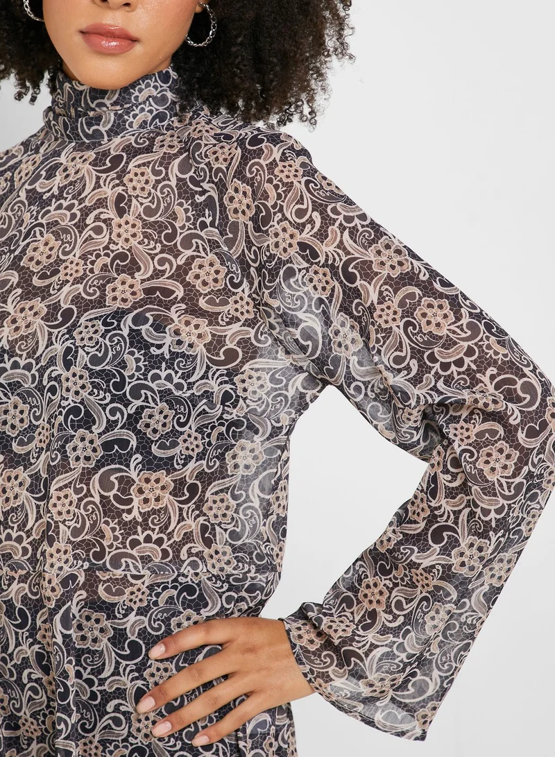 LOST INK High Neck Printed Top