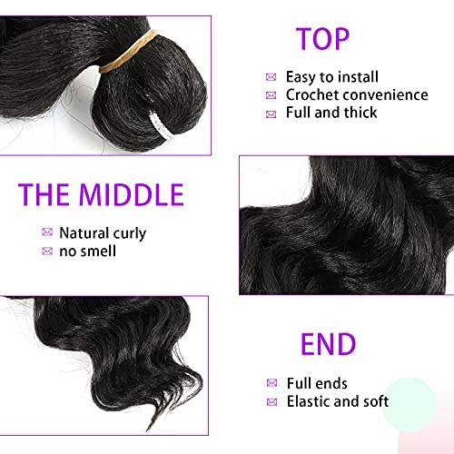 Ameli Ocean Wave Crochet Hair Natural Black Deep Wave Crochet Hair for Black Women Synthetic Curl Braiding Hair Extensions 8 Packs (14 Inch, 1B) - Image 3