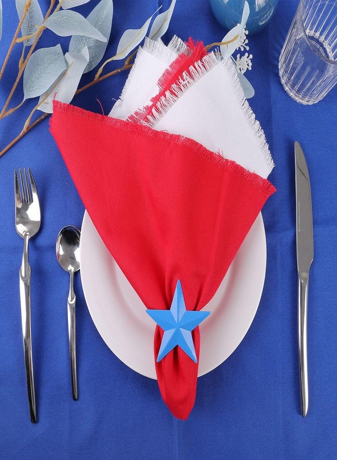 Wonlex Patriotic Napkin Rings Set of 6, Star Napkin Ring Holders for Independence Day, Flag Day Serviette Buckle Holder, 4th of July Party Decorations (Star) - Image 2