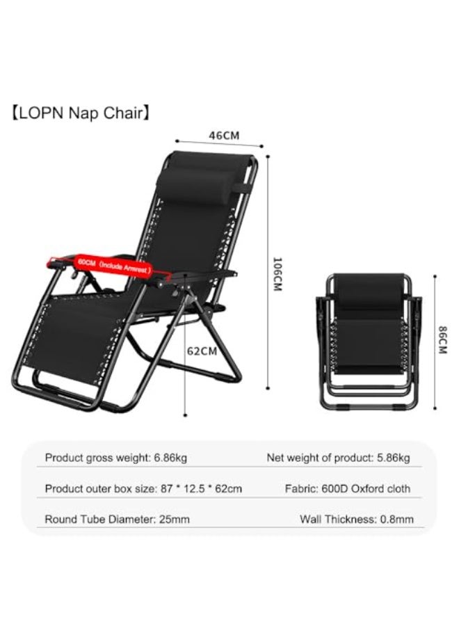 هيومان جوي كرسي قابل للطي، كرسي استرخاء، كرسي استرخاء بتقنية انعدام الجاذبية مع مسند رأس، كرسي طويل قابل للطي للاستخدام المزدوج في الحديقة/المكتب/استراحة الغداء/القيلولة/التشمس/الفناء/الشاطئ/التراس/المسبح - Image 2
