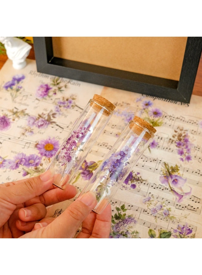 50pcs Purple Flower Stickers for Scrapbooking Waterproof Transparent Floral Botanical Sticker for Journaling Crafts Art Projects Glass Potion Bottles - Image 3