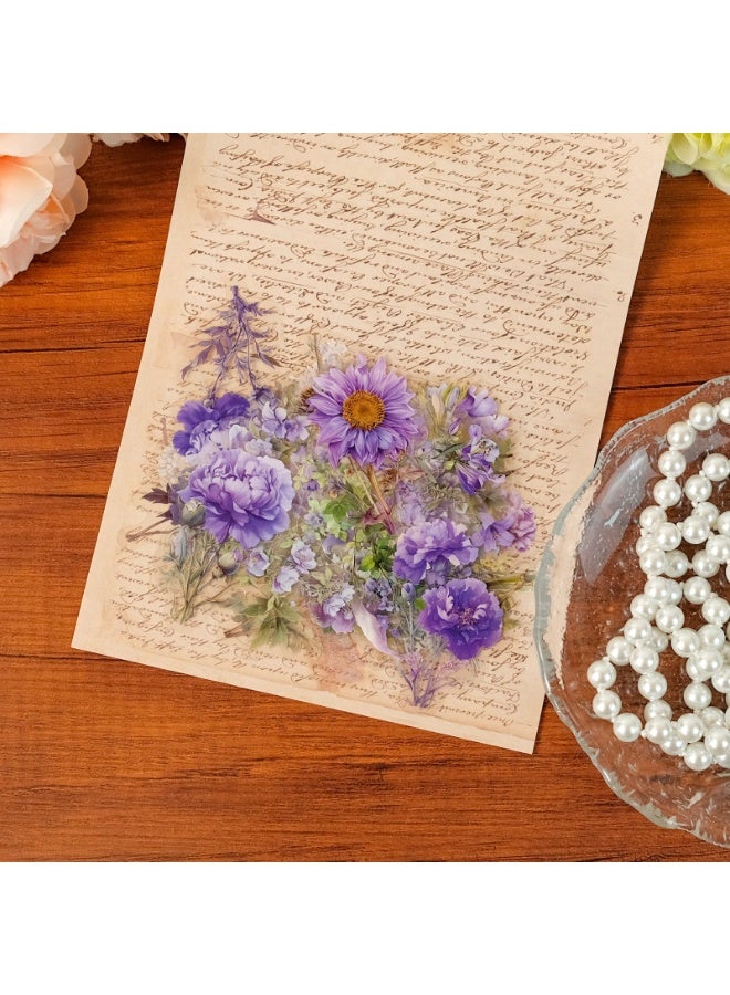 50pcs Purple Flower Stickers for Scrapbooking Waterproof Transparent Floral Botanical Sticker for Journaling Crafts Art Projects Glass Potion Bottles - Image 2