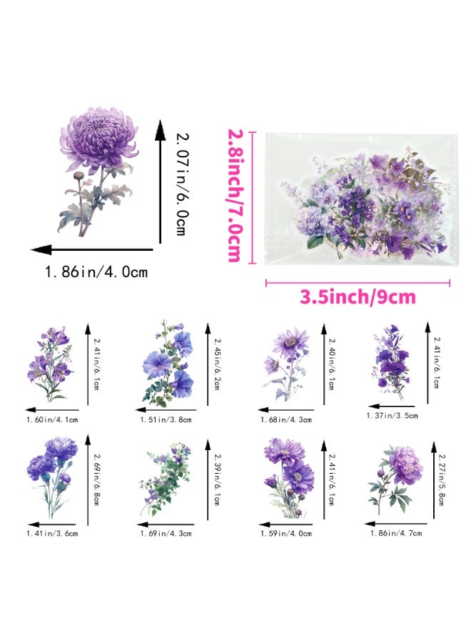 50pcs Purple Flower Stickers for Scrapbooking Waterproof Transparent Floral Botanical Sticker for Journaling Crafts Art Projects Glass Potion Bottles - Image 5