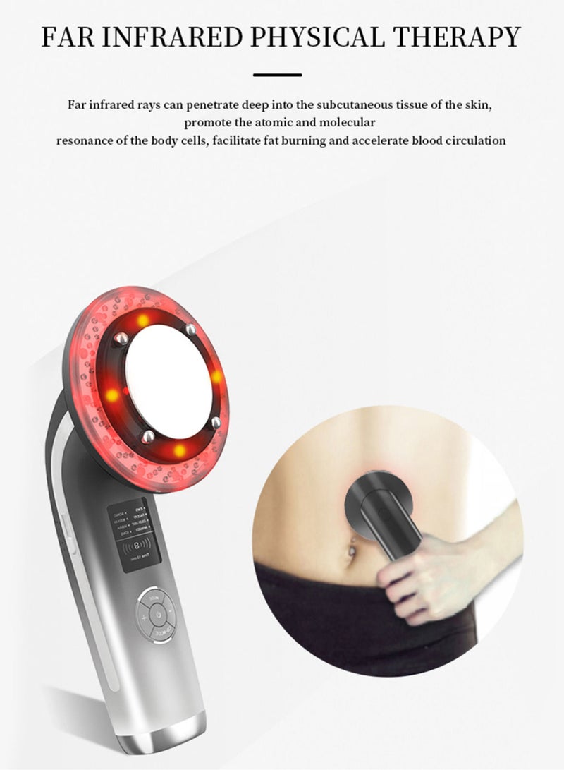 جهاز تنحيف الجسم وتحفيز العضلات الكهربائية 8 في 1، مدلك بالموجات فوق الصوتية، جهاز علاج حراري لتجميل الوجه بالأشعة تحت الحمراء لتخفيف الوزن وتجديد شباب البشرة - Image 4