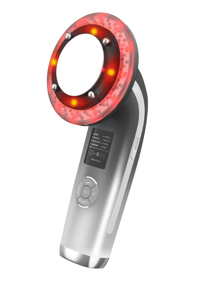 جهاز تنحيف الجسم وتحفيز العضلات الكهربائية 8 في 1، مدلك بالموجات فوق الصوتية، جهاز علاج حراري لتجميل الوجه بالأشعة تحت الحمراء لتخفيف الوزن وتجديد شباب البشرة - Image 3