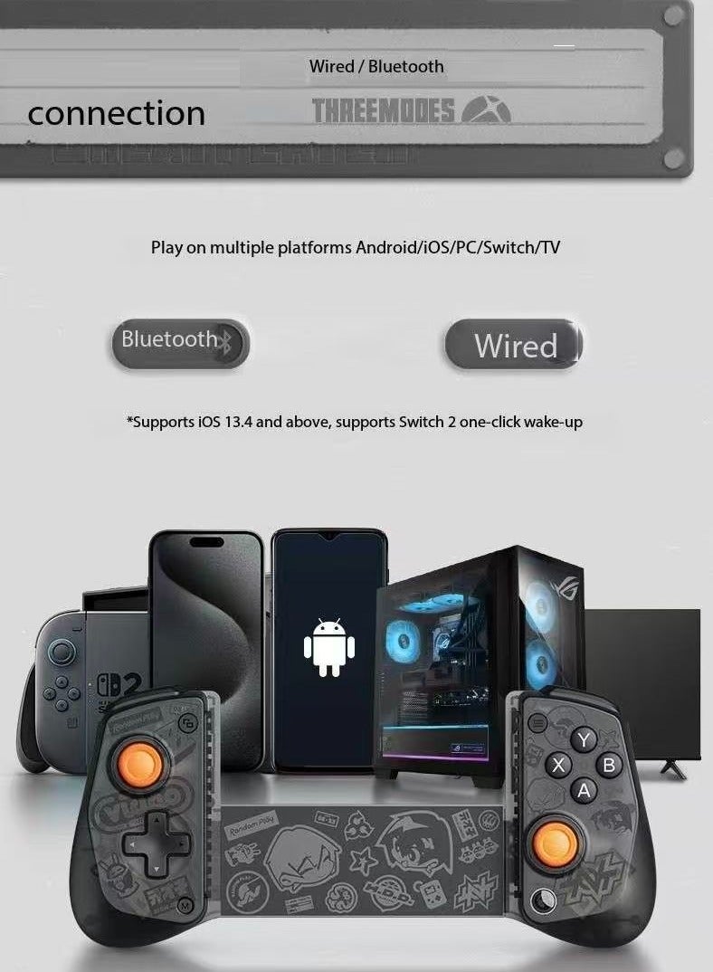 general Classic Stretching Gamepad X5s Zenless Zone Zero Collaboration Edition Bluetooth Gaming Controller for Switch 2/Switch/Android/iPhone/iPad mini/PC with Hall Effect Joystick/Analog Triggers, HD Vibration, 6-Axis Gyro, Swappable ABXY Buttons, Turbo Function, 840mAh Battery, Lightweight 174g, Compatible Device Length: 105-213mm/4.13-8.39in, Ergonomic Phone Controller - Image 2