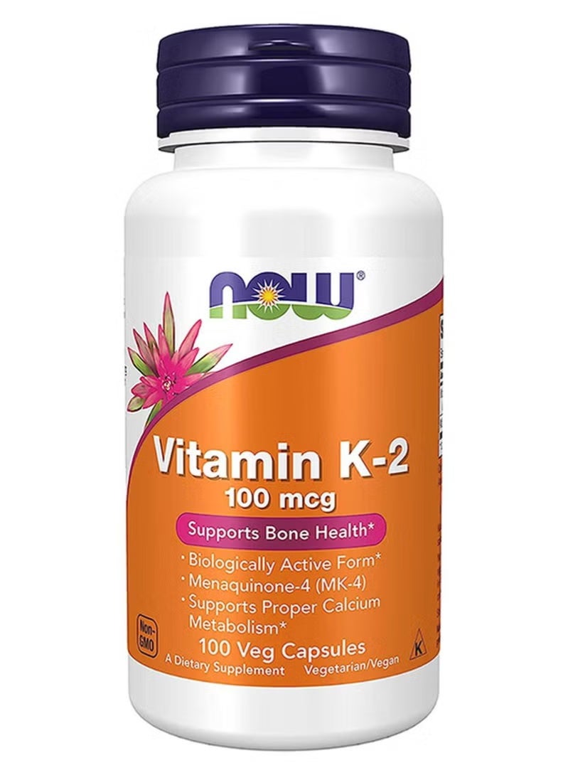 مكمل غذائي فيتامين ك2، 100 ميكروغرام - 100 كبسولة نباتية