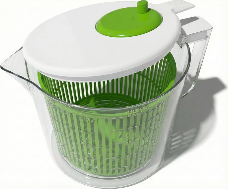Cooler Kitchen Small Salad Spinner - Mini Lettuce Spinner and Dryer with Measuring Cup Bowl - Compact Veggie & Fruit Washer, Salad Dryer Spinner - Dishwasher Safe, BPA-Free - Image 1