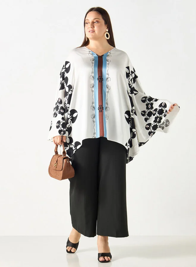 Ulla Popken Plus Size Ulla Popken Printed Kimono Top