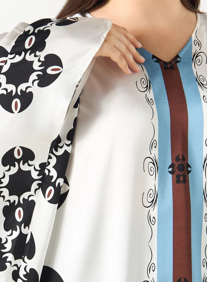  أولا بوبكن بلوزة كيمونو بطبعات وبمقاس كبير