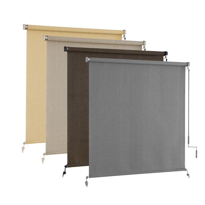 AOSKY Roller Shades for Outdoor Patio, Cordless Roll Up Outdoor Blinds Shades, Porch Blinds Cloth for Pergola Balcony Backyard, 48" W x 72" H, Grey - Image 1