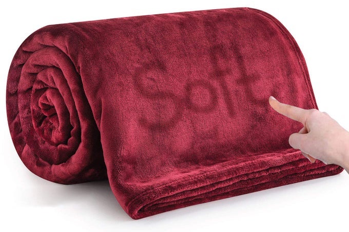 FLEECE THROW BLANKET FOR BED SOFT COSY FLUFFY BLANKETS FOR SOFA 400 GSM SILK TOUCH WARM DOUBLE THROWS FOR AUDLTS BURGUNDY 150X200 CM
