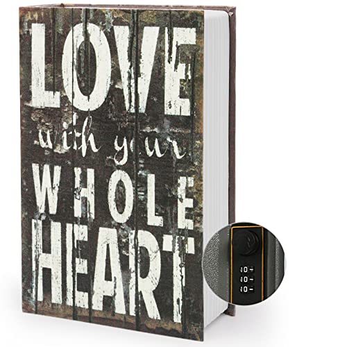 PACOLO Diversion Book Safe Storage Box (9.5"×6"×2.2"), Dictionary Secret Safe Can with Security Combination Lock, Diversion Book Hidden Safe (Love,Combination) - Image 1