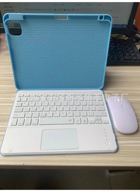 For 2022ipad10 Generation Bluetooth Keyboard Protective Cover 10.2 Touch Pad 8 With Pen Slot Air4 Tablet 10.9-Color: Sky Blue +  + Send Bluetooth Mouse-Applicable Model:iPad Air5/Air4( 10.9 Inches)