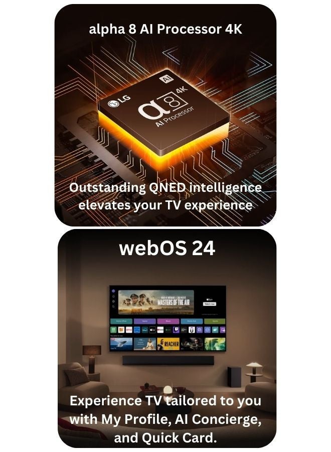 LG 86-Inch QNED86T 4K UHD Smart TV with α8 AI Processor 4K, 120Hz, HDR10, VRR + 2-Channel 30W Soundbar with 3D Immersive Sound, HDMI (ARC), Bluetooth, USB 86QNED86T6A+SOUNDBAR Black - Image 4