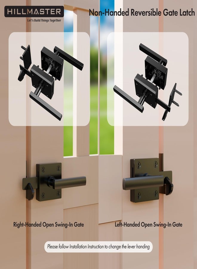 HILLMASTER Double Sided Gate Latch for Wooden Fence,Heavy Duty Swinging Door Latch Two Sided Gate Door Latch for Outdoor Fence,Self Locking Gate Latch Gate Hardware for Wood Gates,Pool,Backyard,Garden - Image 2