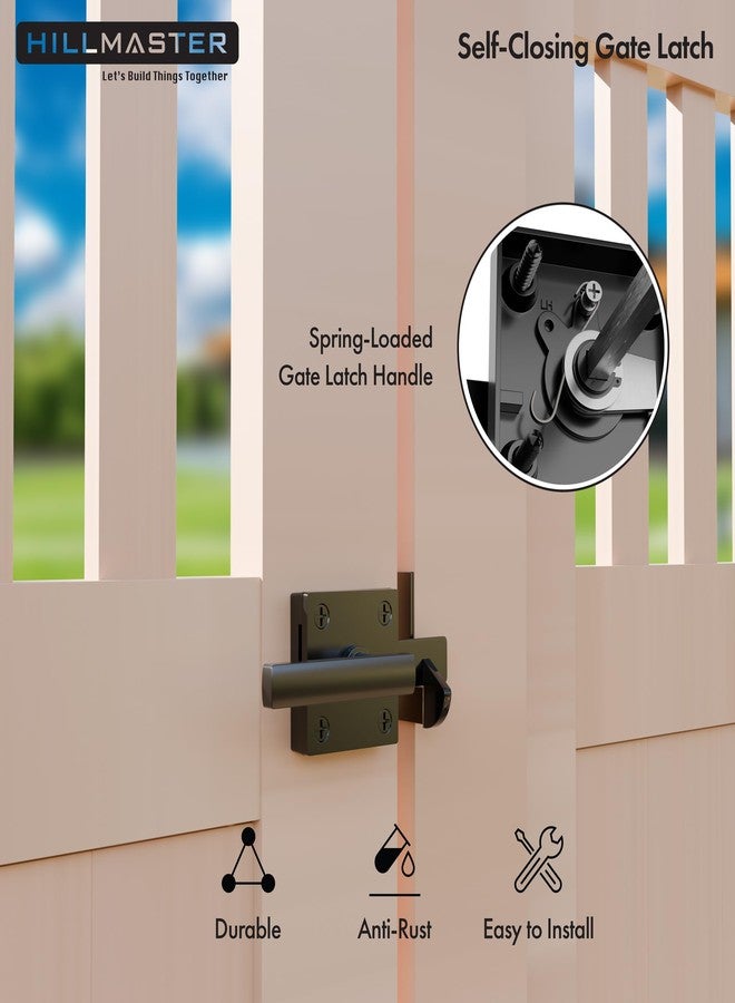 HILLMASTER Double Sided Gate Latch for Wooden Fence,Heavy Duty Swinging Door Latch Two Sided Gate Door Latch for Outdoor Fence,Self Locking Gate Latch Gate Hardware for Wood Gates,Pool,Backyard,Garden - Image 4