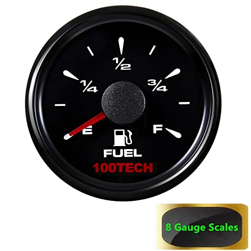 100TECH Boat Fuel Gauge Marine Fuel Gauge for Boat RV Yacht Car Truck, Motorcycle, Automotive Replacement Fuel Gauges, 5 Signals Adjustable 240-33ohm 0-190ohm 240-30ohm 0-180ohm 10-180ohm(All Black) - Image 4
