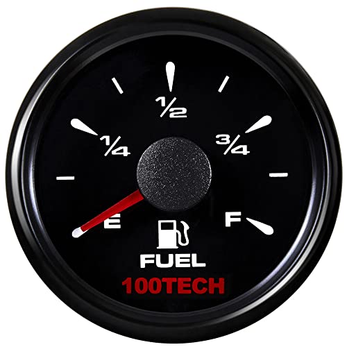 100TECH Boat Fuel Gauge Marine Fuel Gauge for Boat RV Yacht Car Truck, Motorcycle, Automotive Replacement Fuel Gauges, 5 Signals Adjustable 240-33ohm 0-190ohm 240-30ohm 0-180ohm 10-180ohm(All Black) - Image 1