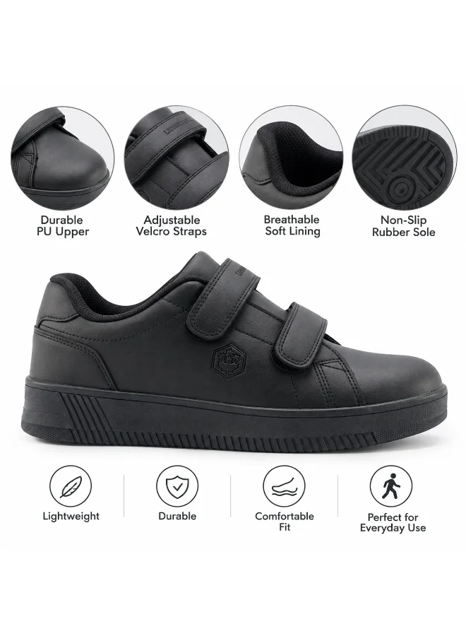 لامبرجاك Lumberjack Unisex Kids School Shoes Black Double Hook & Loop Strap Lightweight School Sneakers for Boys & Girls