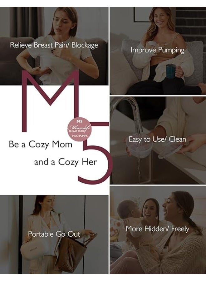 Momcozy M5 Hands Free Breast Pump, Wearable Breast Pump of Baby Mouth Double-Sealed Flange with 3 Modes & 9 Levels, Electric Breast Pump Portable - 24mm (1, Red) - Image 5