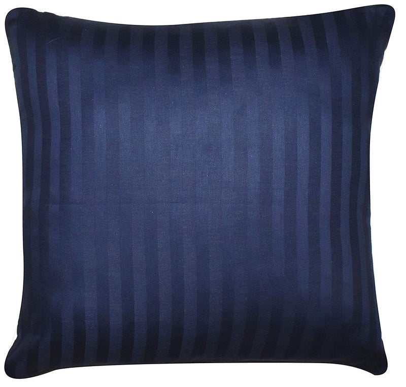 RRC Premium Hotel Quality 250 TC Striped Cotton Cushion Covers Set of 5-16" x 16" Inch (Navy) - Image 2