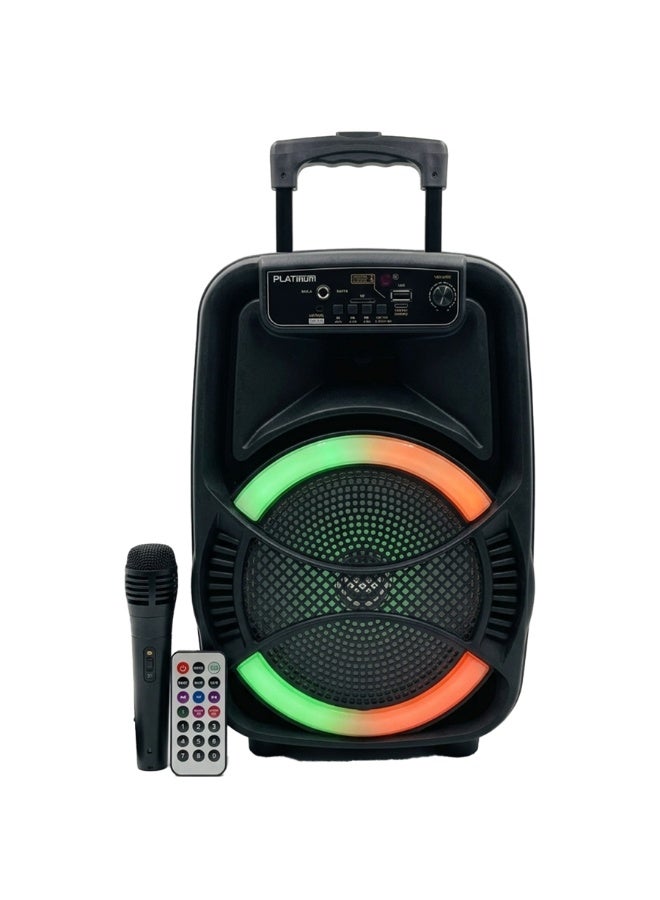 بلاتينيوم مكبر صوت كاريوكي محمول قابل لإعادة الشحن AH-802 بحجم 8 بوصات، مزود بإضاءة LED ديناميكية وجهاز تحكم عن بعد، ونظام صوت لاسلكي مع تشغيل من محرك أقراص USB، ودعم بطاقة Micro SD، ومدخل AUX، وإمكانية توصيل ميكروفون، مثالي للحفلات والترفيه. - Image 1