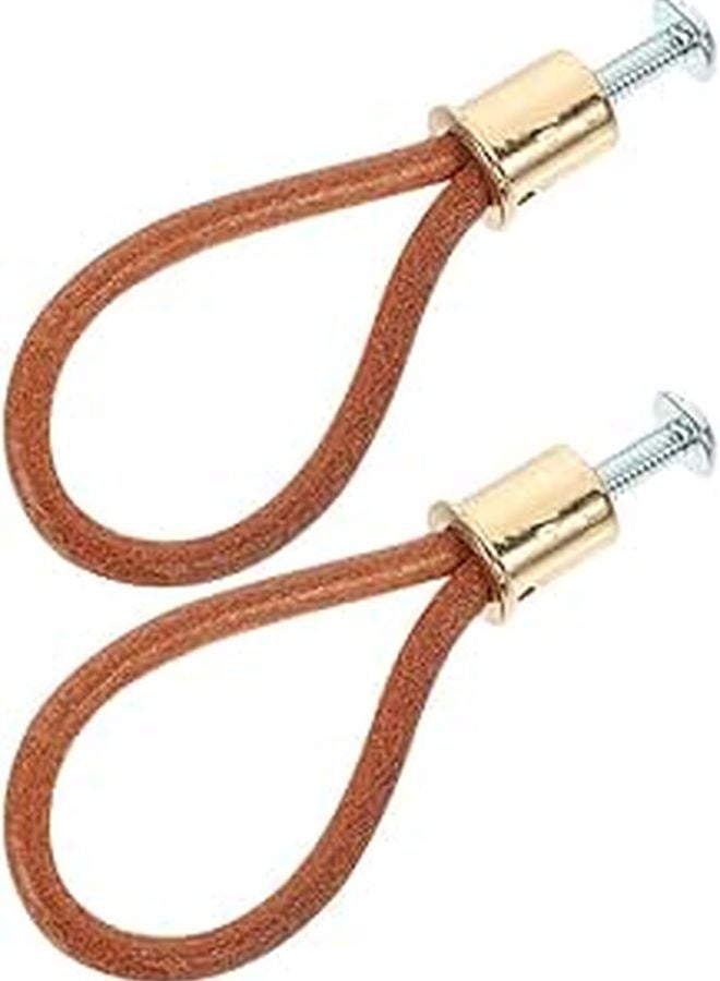 Modern Gold Rope Drawer Pulls 2 Pcs Leather Cabinet Handles for Wardrobe Dresser - Image 1
