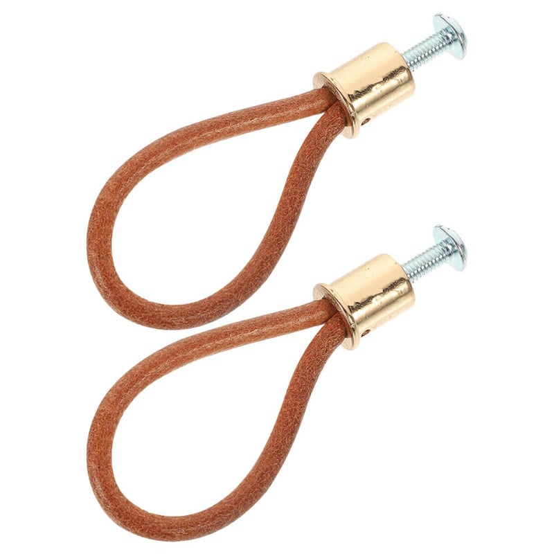Modern Gold Rope Drawer Pulls 2 Pcs Leather Cabinet Handles for Wardrobe Dresser - Image 2