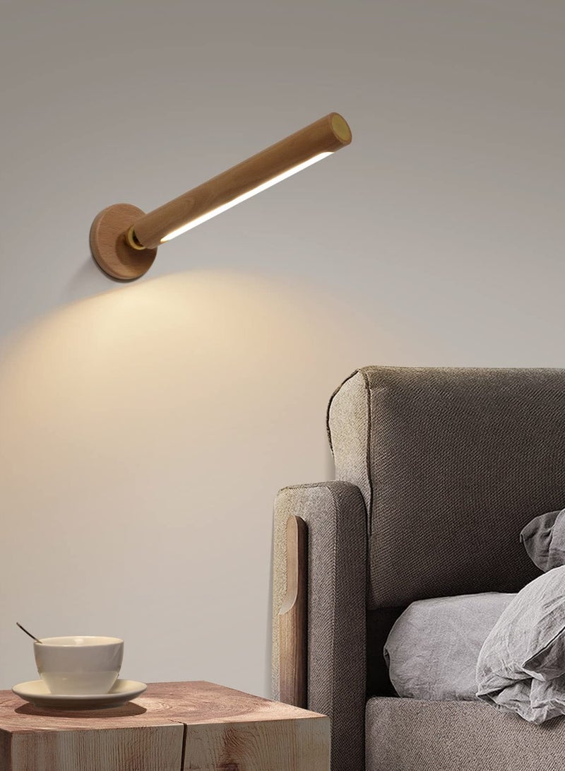 SYOSI 360° Rotatable Wooden Led Wall Lamp Magnetic USB Rechargeable Wall Sconces Battery Operated Led Night Light for Household (1PC) - Image 1