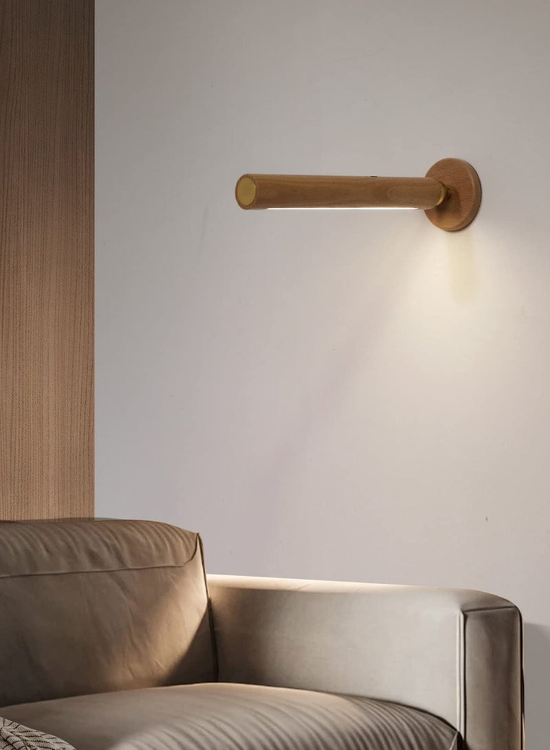 SYOSI 360° Rotatable Wooden Led Wall Lamp Magnetic USB Rechargeable Wall Sconces Battery Operated Led Night Light for Household (1PC) - Image 5