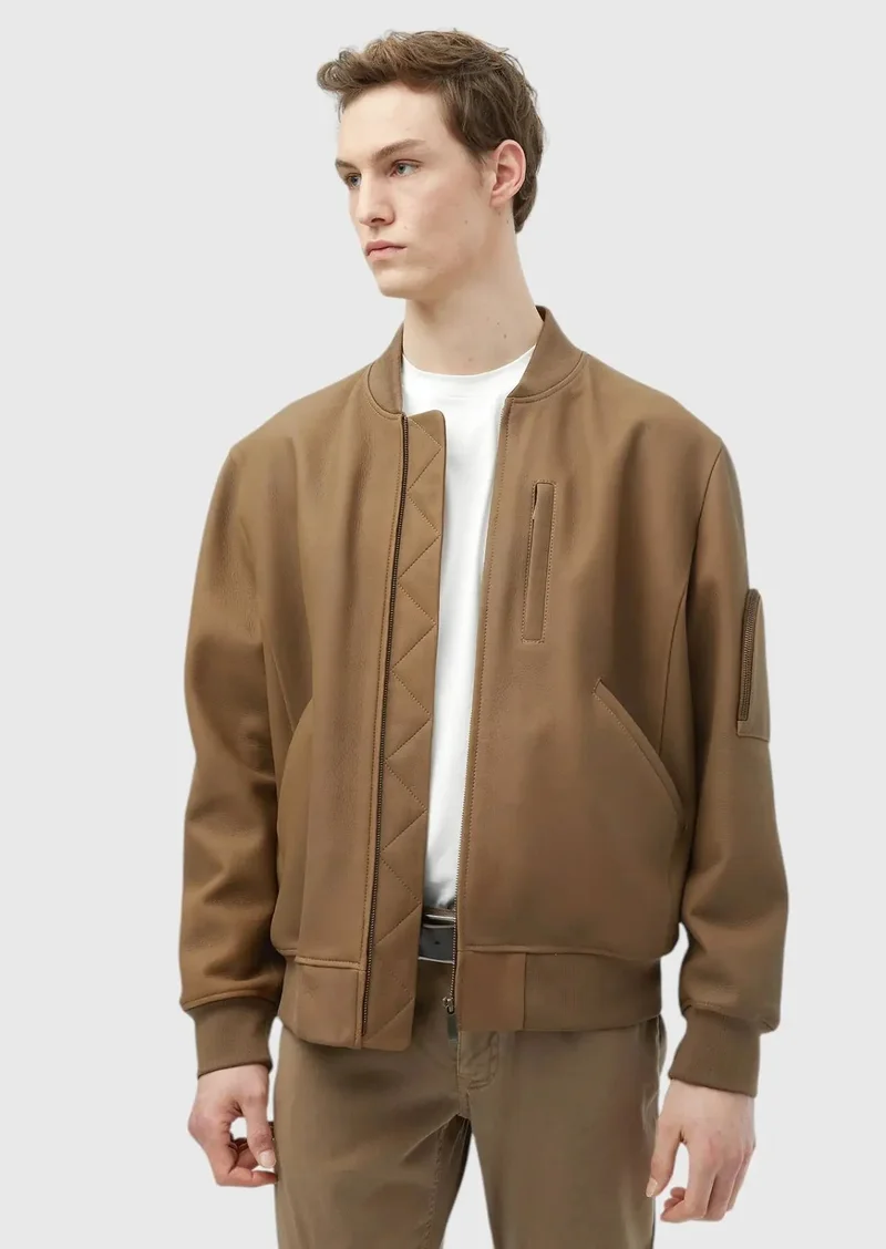 رامسي معطف جلد سويدي كاجوال بياقة عالية وقصة عادية من باف