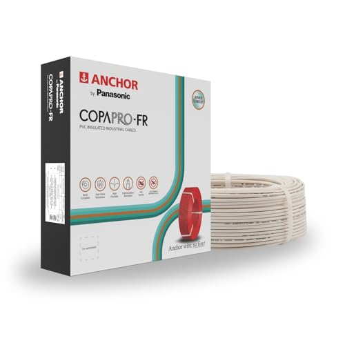 Anchor by Panasonic 0.75 mm COPAPro FR Electrical Wire, 90 Meter Fire Resistant Single Core PVC insulated Pure Copper Wire, Anti Rodent Anti Termite Flexible Wire for Connections (WHITE, 96137WH) - Image 1