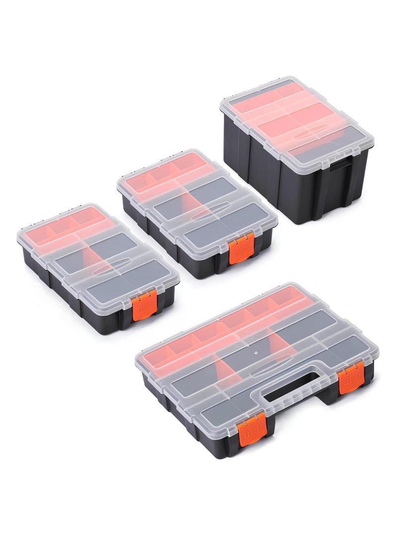 ISTARA - Istara 4 Piece Tool Organiser Box Empty Stackable Multi Utility Storage Durable Plastic Multi Storage Compartment Box for Wrench Screwdriver Sockets Screw and Small Tools - Image 1