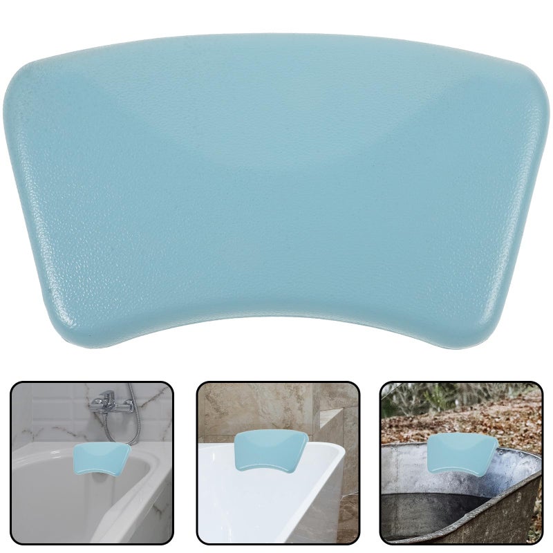Soft Pu Bathtub Pillow with Neck Support Sky Blue Headrest Cushion for Relaxing Spa Bathing - Image 5