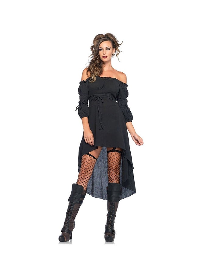 Leg Avenue - Gauze High Low Peasant Dress With Tie Up Waist And Sleeves Sml/Med Ivory - Image 1