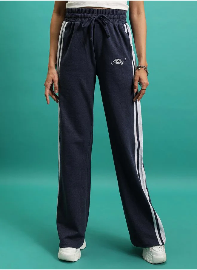Tokyo Talkies Side Stripe Typography Print Trackpant by Styli