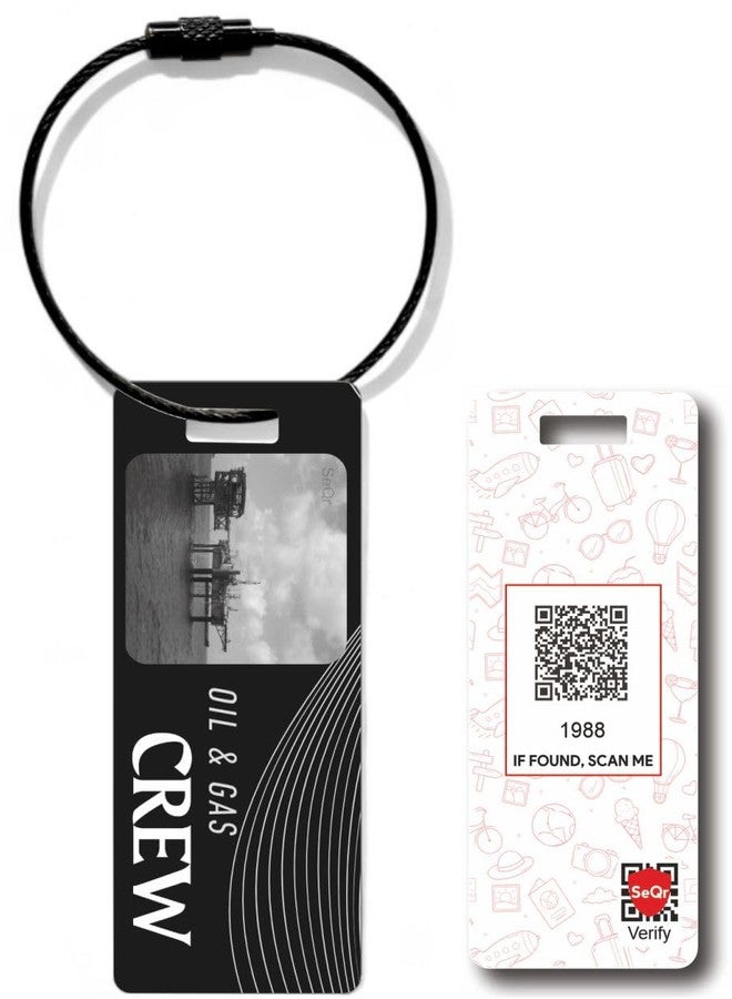 SeQr Smart QR Code Crew Bag Tag ? Lost & Found Metal Luggage Tag for Oil & Gas, Drilling, Offshore, Oilfield & Rig Staff ? Waterproof Travel Accessory with Wire Cable ? Scan & Contact - Image 1