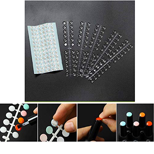 Benbeno 120 Pcs False Nail Display Tips Nail Art Display Chart Nail Art Color Display Tips Tool with Adhesive Sticker for Nail Polish Training Practicing (Transparent) - Image 4