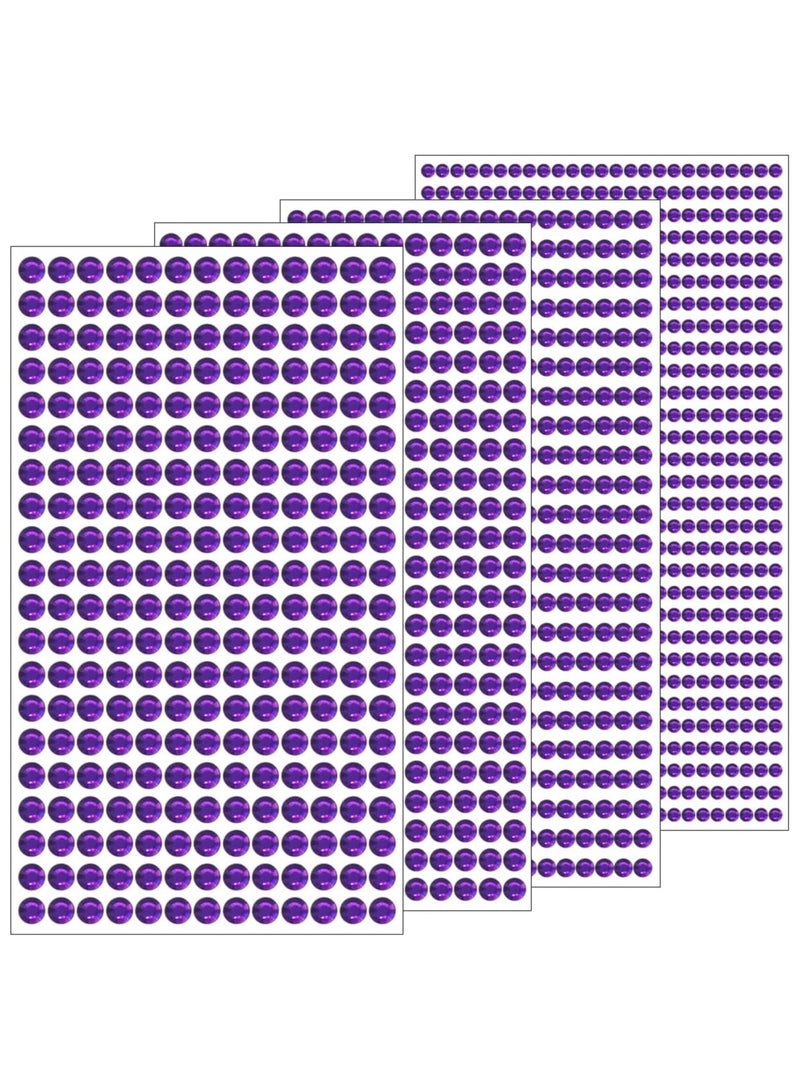 1799 قطعة، 4 أوراق من ملصقات أحجار الراين ذاتية اللصق بمقاس 3/4/5/6 مم، أحجار الراين للوجه والعينين والمكياج والشعر والجسم - Image 1