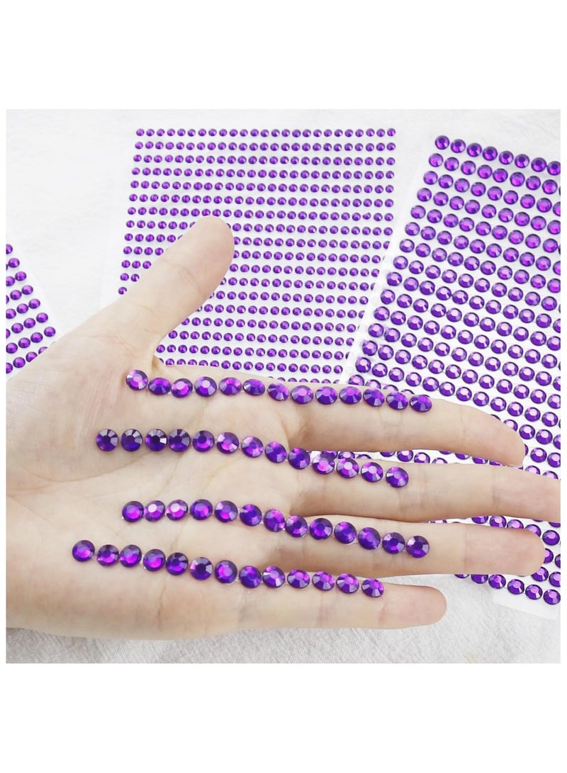 1799 قطعة، 4 أوراق من ملصقات أحجار الراين ذاتية اللصق بمقاس 3/4/5/6 مم، أحجار الراين للوجه والعينين والمكياج والشعر والجسم - Image 4