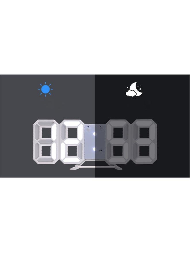 ساعة رقمية ذكية ثلاثية الأبعاد مع LED، منبه إلكتروني، ساعة حائط مناسبة لغرفة المعيشة، ساعة لقياس درجة الحرارة الداخلية - Image 4
