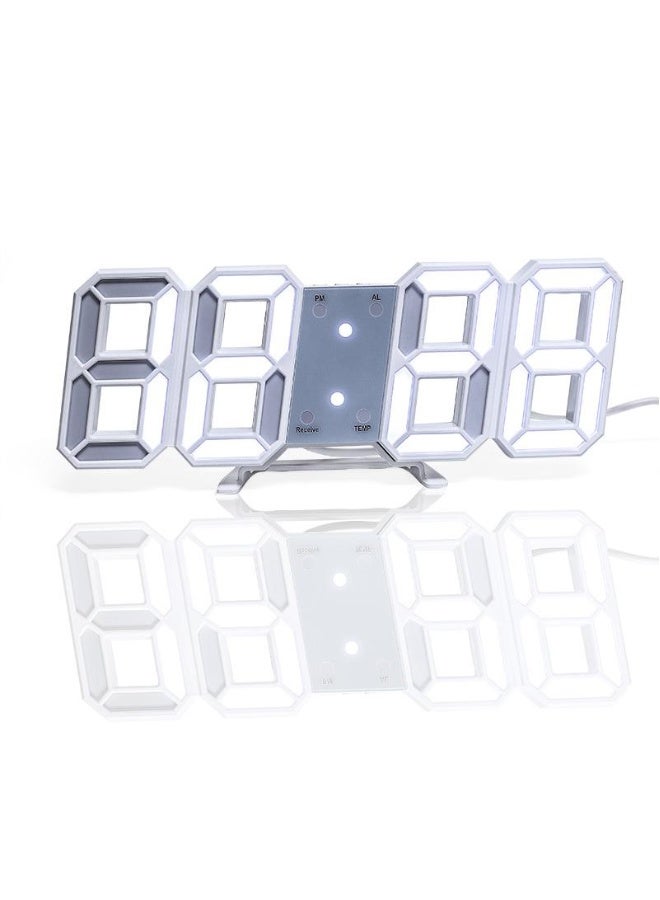 ساعة رقمية ذكية ثلاثية الأبعاد مع LED، منبه إلكتروني، ساعة حائط مناسبة لغرفة المعيشة، ساعة لقياس درجة الحرارة الداخلية - Image 2