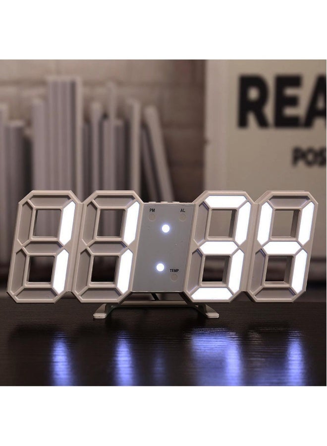 ساعة رقمية ذكية ثلاثية الأبعاد مع LED، منبه إلكتروني، ساعة حائط مناسبة لغرفة المعيشة، ساعة لقياس درجة الحرارة الداخلية - Image 1