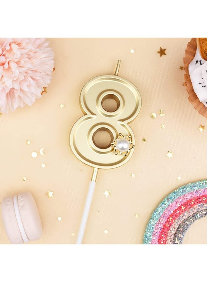 5.52 Inch Luxe Gold 8 Number Birthday Candles, Gold Number Candle Cake Number Candles Party Celebration - Image 3