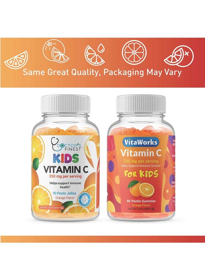 VitaWorks Doctors Finest Vitamin C Gummies for Kids - Vegan, GMO Free & Gluten Free - Great Tasting Orange Flavor Pectin Chews - Kids Dietary Supplement - 250 mg of Vitamin C - 90 Jellies [45 Doses] - Image 2