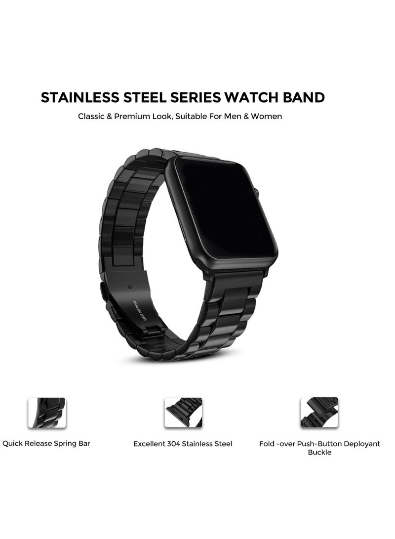 JAJEEK Metal Straps Compatible with Apple Watch 42mm, 44mm, 45mm – Solid Stainless Steel Waist Watch Strap for iWatch Band for Apple Watch Series 7/6/5/4/3/2/1/SE (Black) - Image 4