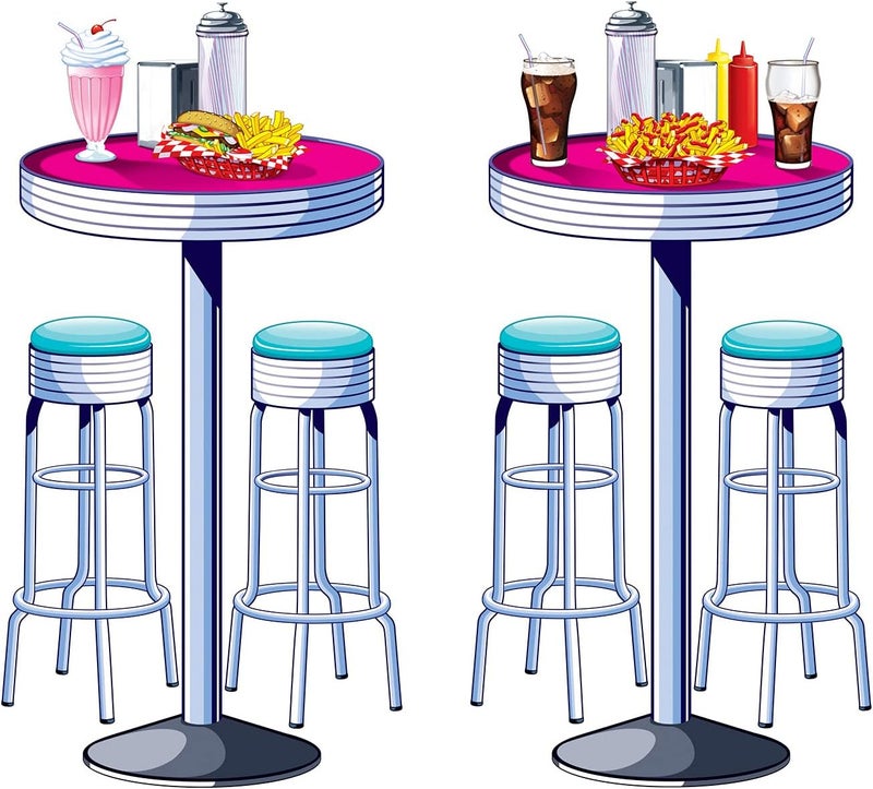 Beistle Soda Shop Tables  Stools Props Party Accessory 1 count 2Pkg - Image 1
